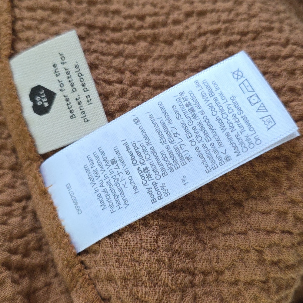 Madewell Brown Boxy Peplum Blouse Long Sleeeves Size L - Picture 9 of 9